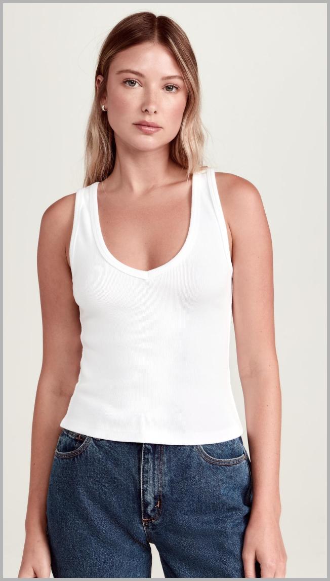 perfectwhitetee Neck Blondie Tank White
